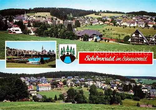 AK / Ansichtskarte Schoenwald Schwarzwald Panorama Heilklimatischer Hoehenluftkurort Freibad Kat. Schoenwald im Schwarzwald