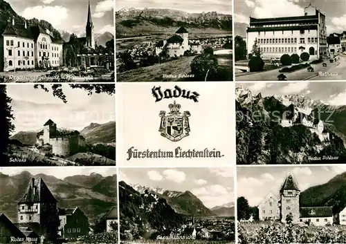 AK / Ansichtskarte Vaduz Schloss Rotes Haus Rathaus Kat. Vaduz