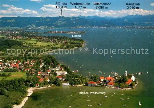 AK / Ansichtskarte Wasserburg Bodensee Fliegeraufnahme mit Lindau Kat. Wasserburg (Bodensee)