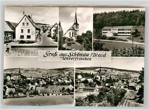 AK / Ansichtskarte Schoenau Brend Gemeindehaus Kirche Schule Panorama  / Schoenau /Rhoen-Grabfeld LKR