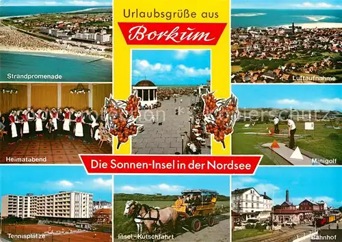 AK / Ansichtskarte Borkum Nordseebad Strandpromenade Leuchtturm Mnigolf Tennisplaetze 
 Kat. Borkum