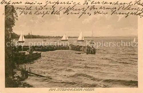 AK / Ansichtskarte Steinhuder Meer Anlegestelle Motor Ruder Segelboote Kat. Wunstorf