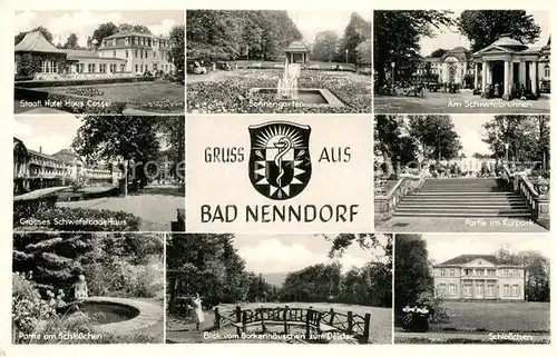 AK / Ansichtskarte Nenndorf Bad Hotel Cassel Schwefelbadehaus Schloesschen Kurpark  Kat. Bad Nenndorf