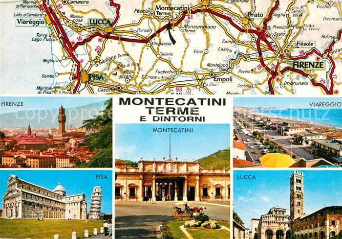 Ak Ansichtskarte Montecatini Terme Landkarte Viareggio Lucca Pisa Firenze Kat Italien Nr Kc Oldthing Ansichtskarten Italien Unsortiert