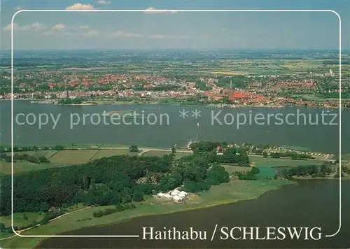 AK / Ansichtskarte Schleswig Schlei Fliegeraufnahme Blick vom Haddebyer Noor Wikinger Museum Haithabu Kat. Erfde