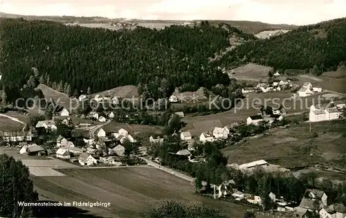 AK / Ansichtskarte Warmensteinach Panorama Luftkurort mit Helle Glocke und Grenzhammer Kat. Warmensteinach Fichtelgebirge