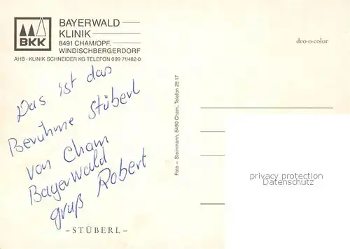 AK / Ansichtskarte Cham Oberpfalz Bayerwald Klinik
 Kat. Cham