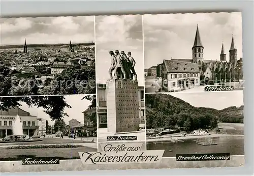 AK / Ansichtskarte Kaiserslautern Stiftskirche Panorama Fackelrondell 23er Denkmal Strandbad Kat. Kaiserslautern