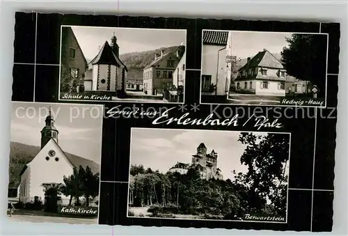 AK / Ansichtskarte Erlenbach Bad Bergzabern Schule Katholische Kirche Burg Hedwig Haus Kat. Bad Bergzabern