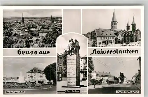 AK / Ansichtskarte Kaiserslautern Teilansicht Fackelrondell 23er Denkmal Stiftskirche  Kat. Kaiserslautern