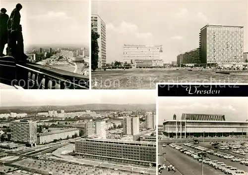 AK / Ansichtskarte Dresden Blick vom Rathausturm Leningrader Strasse Interhotel Bastei Newa Prager Strasse  Kat. Dresden Elbe