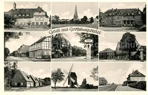 AK / Ansichtskarte Grossburgwedel Rathaus Kirche Windmuehle Motive Kat. Burgwedel
