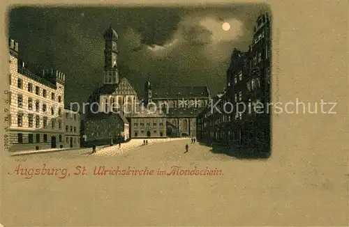 AK / Ansichtskarte Augsburg Ulrichskirche Mondschein Kat. Augsburg