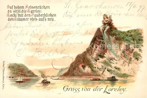 AK / Ansichtskarte Loreley Lorelei Panorama Felsen Schiffe  Kat. Sankt Goarshausen