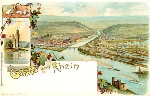 AK / Ansichtskarte Bingen Rhein Maeuseturm Panorama Kat. Bingen am Rhein