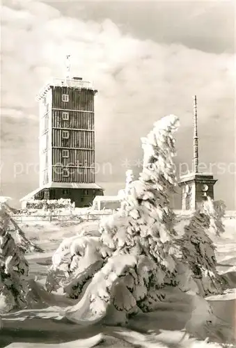 AK / Ansichtskarte Brocken Harz im Winter Aussichtsturm Sender