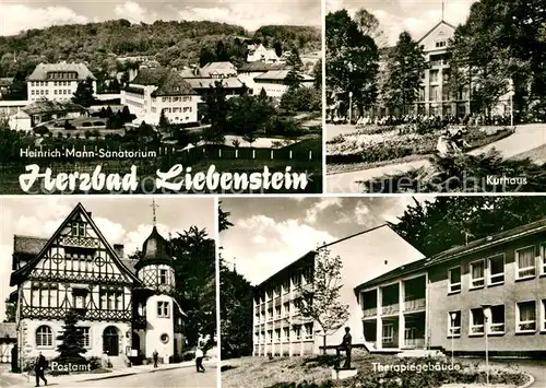 AK / Ansichtskarte Bad Liebenstein Heinrich Mann Sanatorium Kurhaus Therapiegebaeude Postamt Fachwerkhaus Kat. Bad Liebenstein