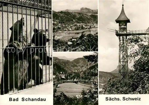 AK / Ansichtskarte Bad Schandau Panorama Blick nach Krippen Fahrstuhl Personenaufzug Baeren Kat. Bad Schandau