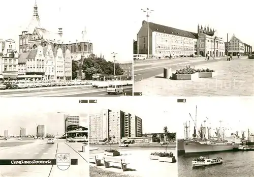 AK / Ansichtskarte Rostock Mecklenburg Vorpommern Ernst Thaelmann Platz Rathaus Suedstadt Hochhaus Voegenteichplatz ueberseehafen Kat. Rostock