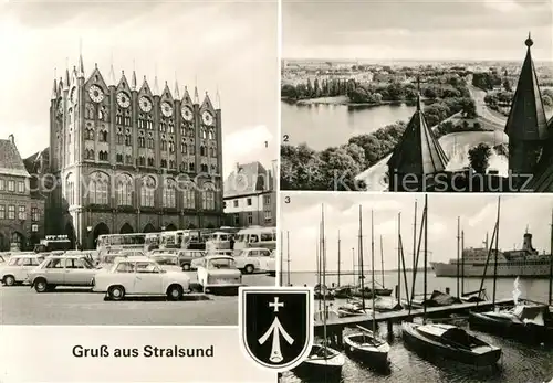 AK / Ansichtskarte Stralsund Mecklenburg Vorpommern Rathaus Frankenvorstadt Hafen Kat. Stralsund