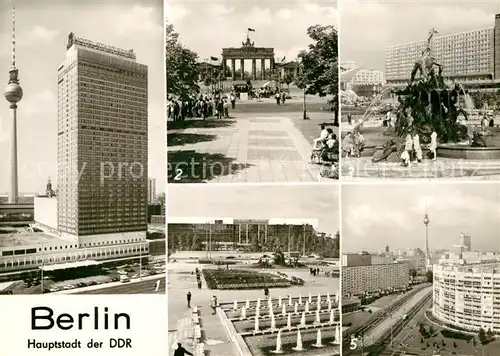 AK / Ansichtskarte Berlin Interhotel Stadt Berlin Fernsehturm Brandenburger Tor  Neptunbrunnen Leninplatz Palast der Republik Kat. Berlin