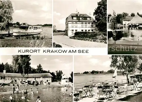 AK / Ansichtskarte Krakow See Strand Gartenterrasse am See Kat. Krakow See