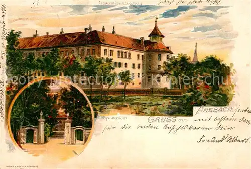 AK / Ansichtskarte Ansbach Mittelfranken Gymnasium Kuenstlerkarte  Kat. Ansbach