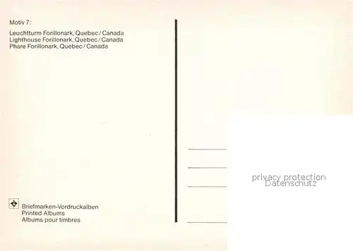 AK / Ansichtskarte Quebec Leuchtturm Forillonark Phare Motiv Nr 7 Briefmarken Vordruckalben Kat. Quebec