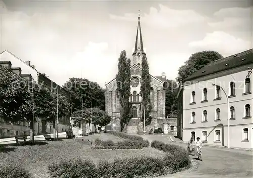 AK / Ansichtskarte Schoeneck Vogtland Untermarkt mit Kirche Kat. Schoeneck Vogtland