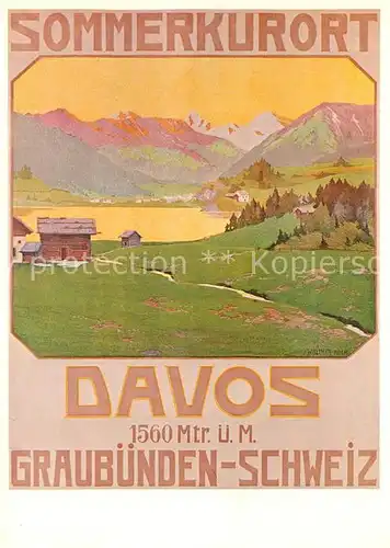 AK / Ansichtskarte Davos GR Sommerkurort Repro Walter Koch Plakat fuer Verkehrsverein  Kat. Davos