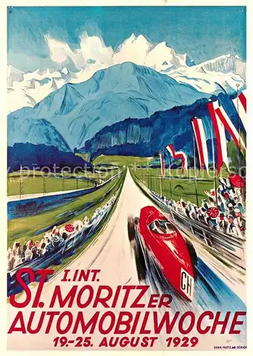 AK / Ansichtskarte St Moritz GR Repro Plakat fuer Automobilwoche in St.Moritz von 1929 Otto Baumberger Kat. St Moritz