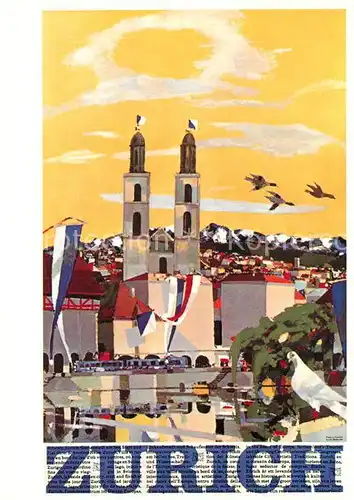 AK / Ansichtskarte Zuerich ZH Repro Plakat fuer Verkehrsverein Zuerich von 1957 Max Hunziker