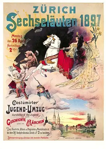 AK / Ansichtskarte Zuerich ZH Repro Plakat fuer Sechslaeuten Zuenfte von 1897 F.M.