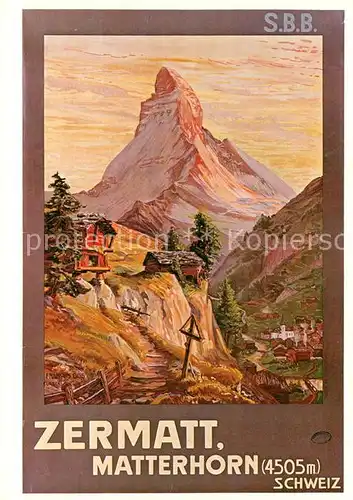 AK / Ansichtskarte Zermatt VS Repro Plakat fuer SBB CFF von 1904 Francois Gos Matterhorn Kat. Zermatt