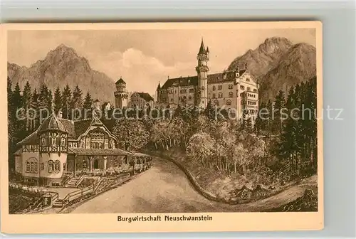 AK / Ansichtskarte Hohenschwangau Burgwirtschaft Schloss Neuschwanstein  Kat. Schwangau