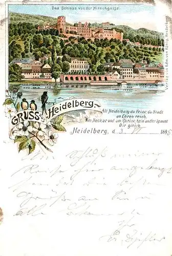 AK / Ansichtskarte Heidelberg Neckar Schloss Hirschgasse Kat. Heidelberg