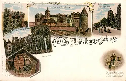 AK / Ansichtskarte Heidelberg Neckar Schloss Otto Heinrichsbau gesprengter Turm grosses Fass  Kat. Heidelberg