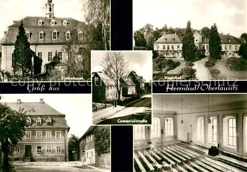 AK / Ansichtskarte Herrnhut Kirchensaal Comeniusstrasse Witwenhaus Buergerhaus Kat. Herrnhut