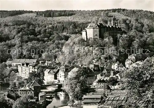 AK / Ansichtskarte Greiz Thueringen Stadtbild mit Schloss Kat. Greiz