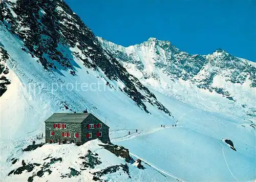 AK / Ansichtskarte Saas Fee Britanniahuette mit Dom und Lenzspitze Walliser Alpen Kat. Saas Fee