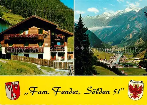 AK / Ansichtskarte Soelden oetztal Gaestehaus Pension Fender Gesamtansicht mit Alpenpanorama Kat. Soelden