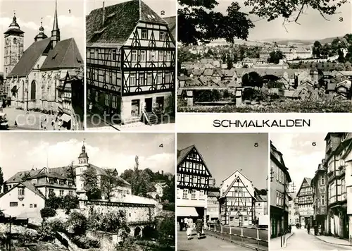 AK / Ansichtskarte Schmalkalden Lutherhaus Blick vom Grasberg Schloss Wilhelmsburg mit Pfalz Altmarkt Salzbruecke Mohrengasse Fachwerk Kat. Schmalkalden