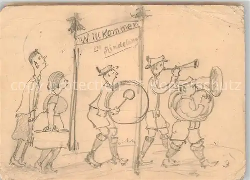 AK / Ansichtskarte Hindelang Prinz Luitpold Bad Zeichnung einer Musikkapelle Kat. Bad Hindelang