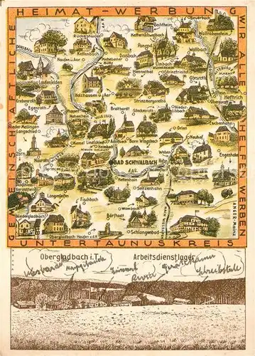 AK / Ansichtskarte Taunus Region Gebietskarte Untertaunuskreis