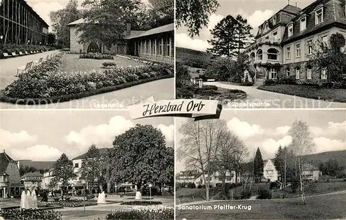 AK / Ansichtskarte Bad Orb Lesehalle Kueppelsmuehle Sanatorium Pfeiffer Krug Kat. Bad Orb