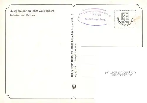 AK / Ansichtskarte Altenberg Erzgebirge Bergbaude Geisingberg  Kat. Geising