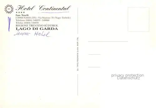 AK / Ansichtskarte Nago Lago di Garda Hotel Continental Kat. Italien
