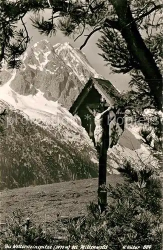 AK / Ansichtskarte Mittenwald Bayern Kreuz Wettersteinspitze Wettersteingebirge Huber Karte Nr 669 Kat. Mittenwald