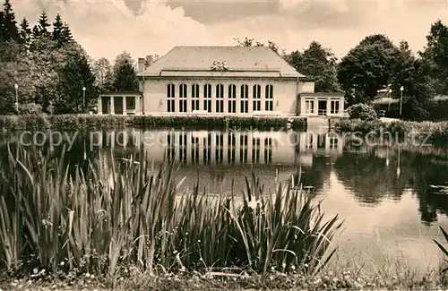 AK / Ansichtskarte Bad Brambach Festhalle Teich Radiumbad FDGB Volksheilbad Kat. Bad Brambach