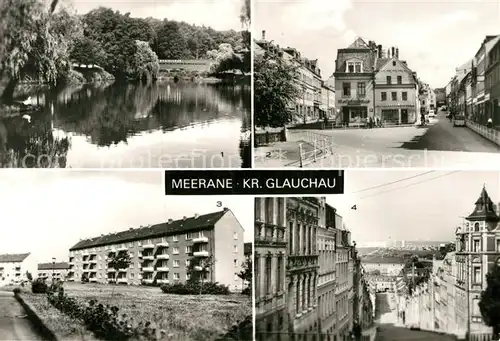 AK / Ansichtskarte Meerane Gondelteich Franz Mehring Platz Neubauten Steile Wand Kat. Meerane